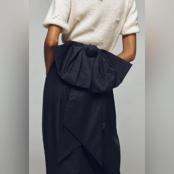 Maeve Sculpted Bow Midi Skirt Sz 0 - Picture 2 of 6